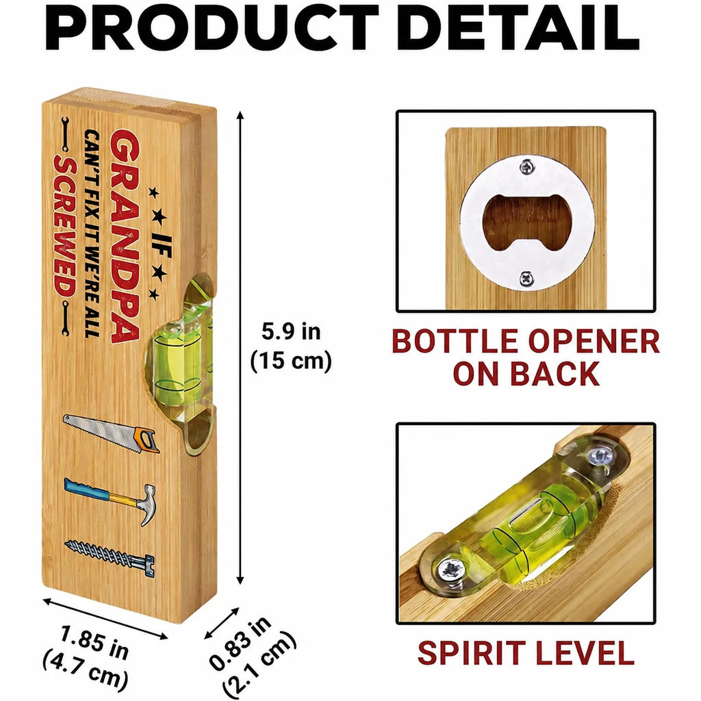 1 Wooden Bottle Opener Steel Insert Humorous Durable Grandpa Fathers Qme 1Pc