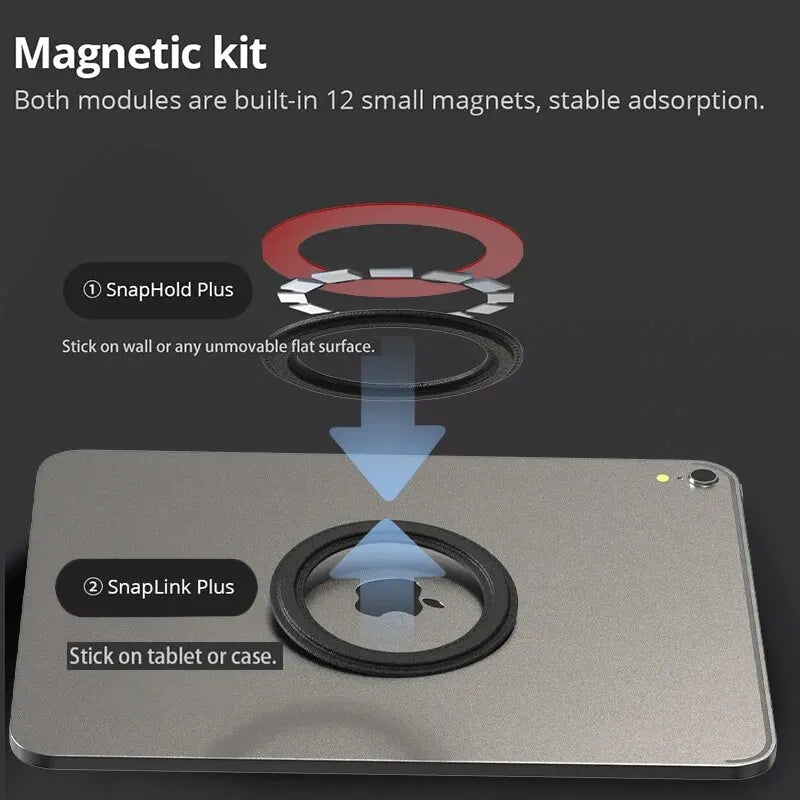 Magnetic Tablet Wall Mount,iPad Holder Mount,Cradle Magnet for IPad, SnapHold Magnetic Sticker for Home,Office,Fridge Qme