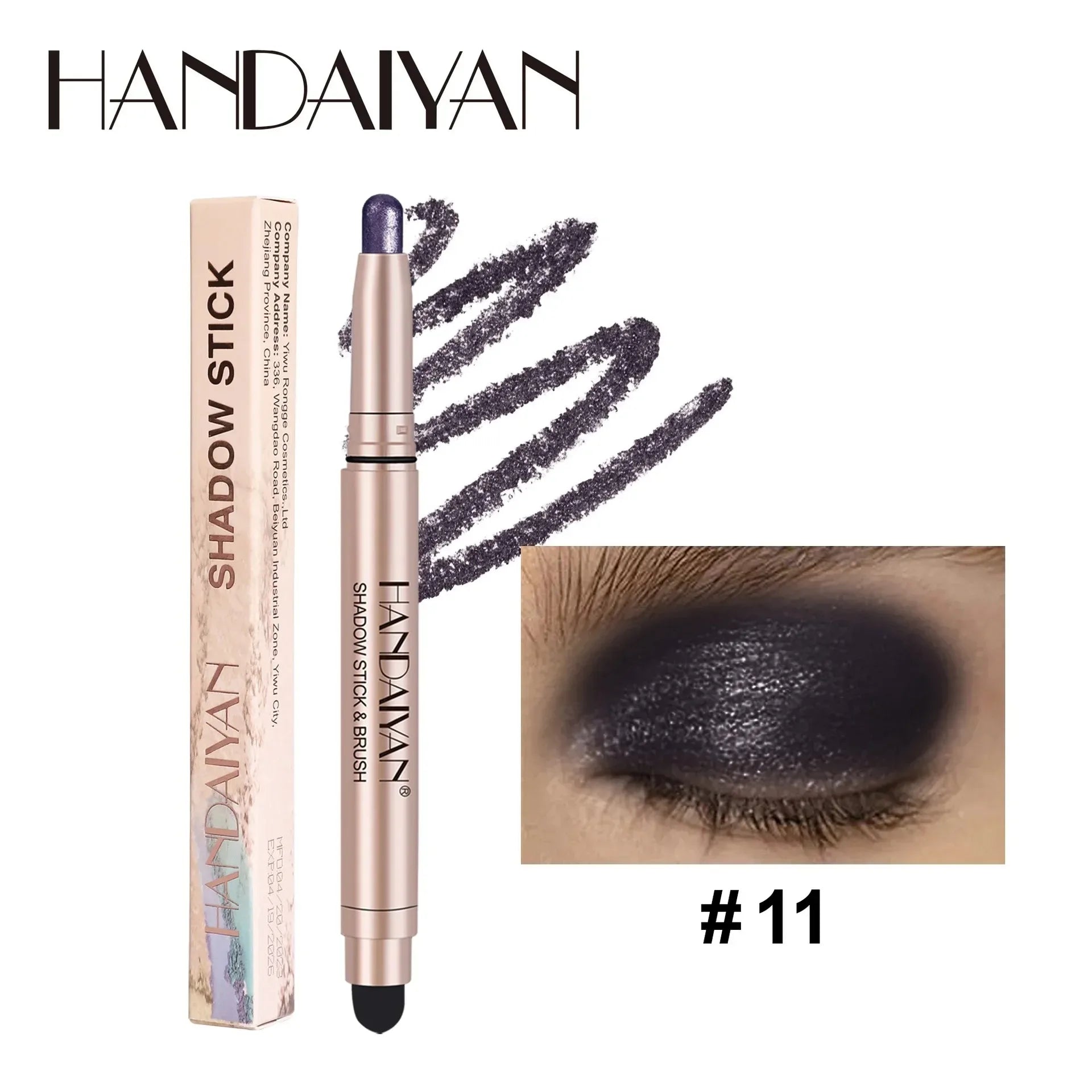 Smoky Dark Black Eyeshadow Pencil Stick Waterproof Pearlescent Matte Metallic Glitter Eye Shadow Highlighter Pen Make Up Tool Qme B11