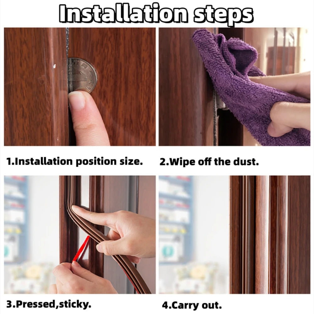 6M Silicone Self-adhesive Sealing Strip Insulation Soundproof Door Stop Window Gap Sealing Moisture-proof Strong Adhesive Tape Qme