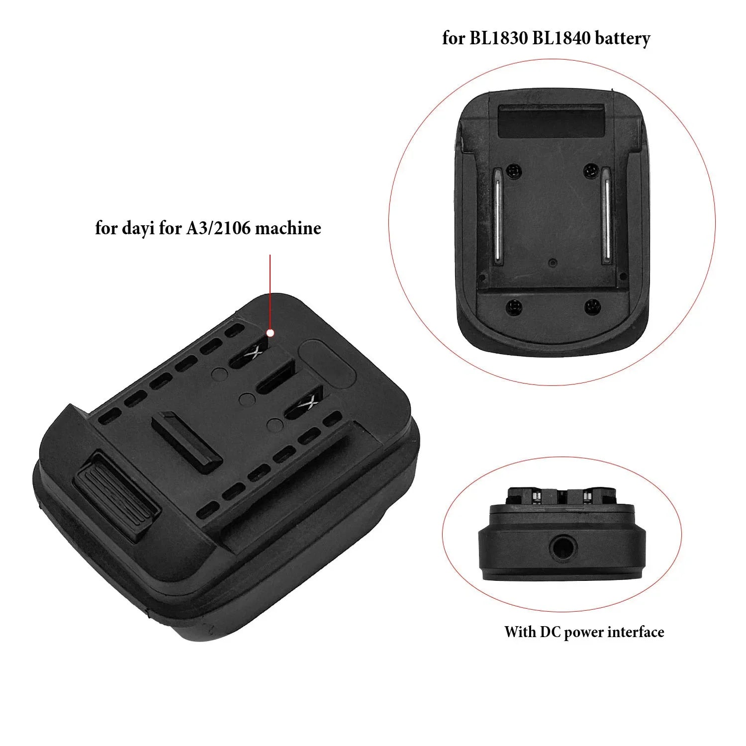Battery Adapter 18V Battery Adapter Cable Connector For Dayi FOR A3/2106 Machine To For BL1830 BL1840 Battery Converter Qme for bl1830 battery