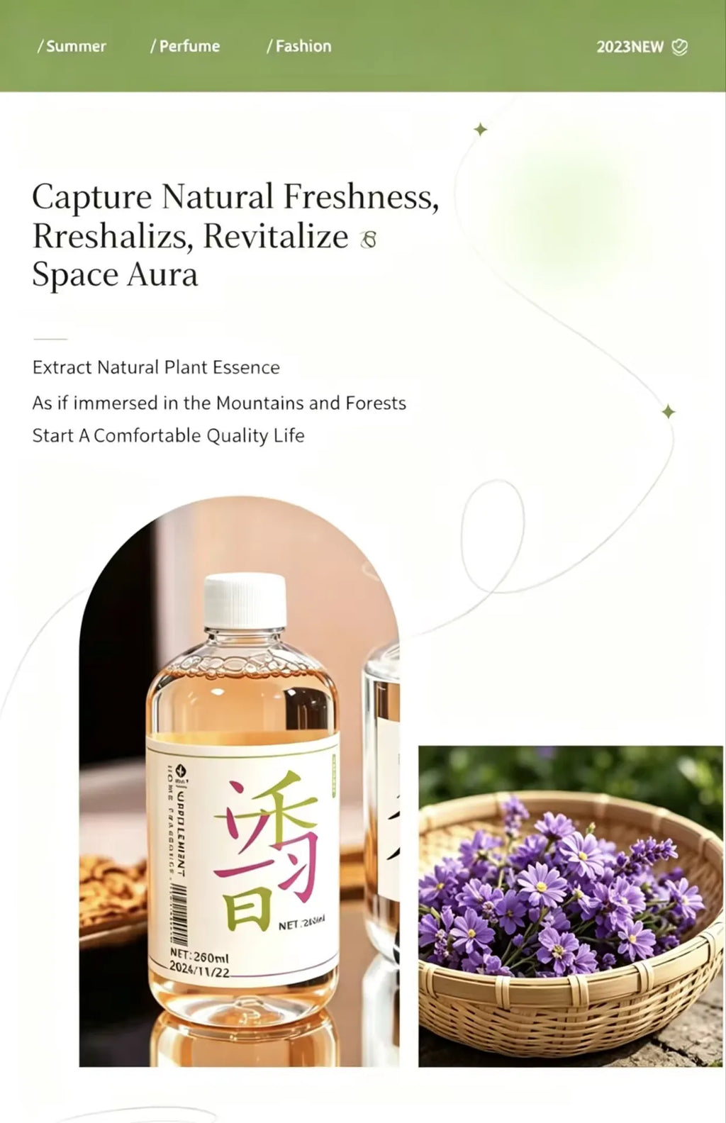 Air freshener refill / Humidifier aromatherapy refill 12 different natural scent combinations (Lavender, Jasmine, White Tea) Qme