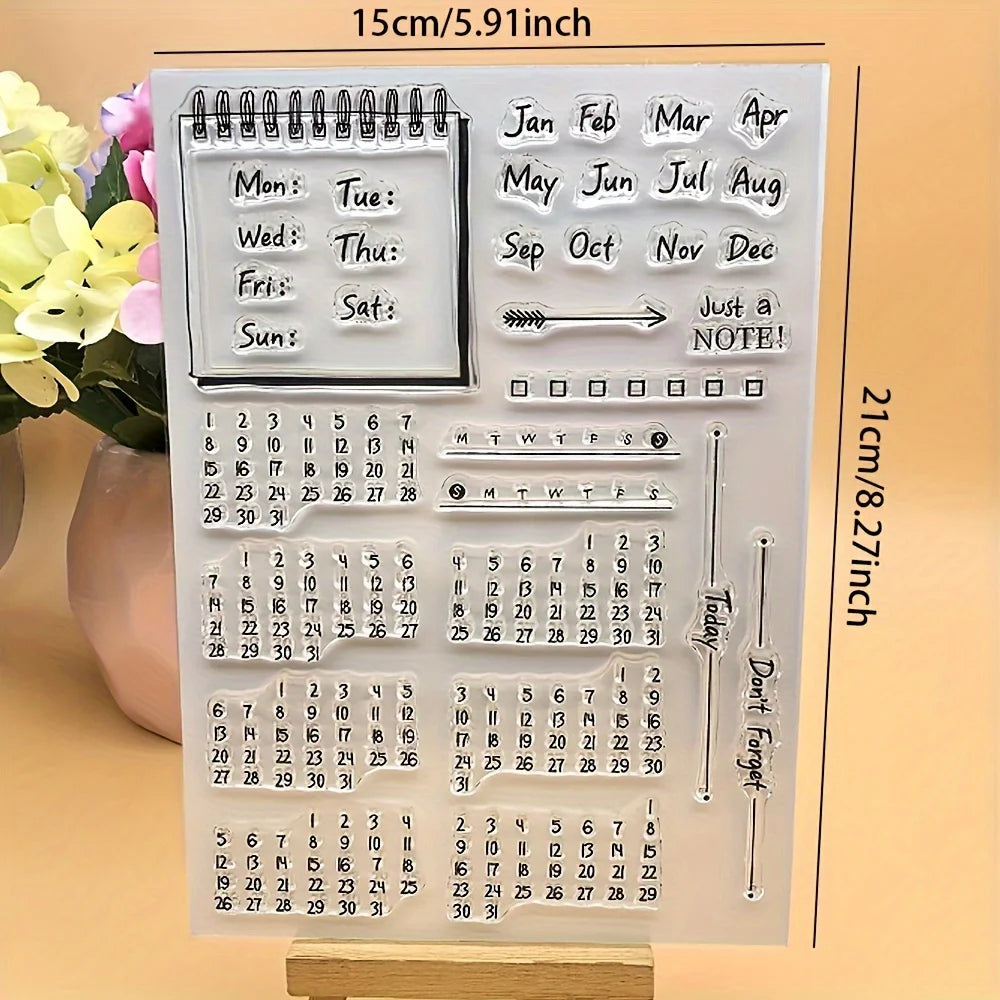 Alinacraft Clear Calendar Stamp Reusable Transparent Stamps Paper Qme 1pc