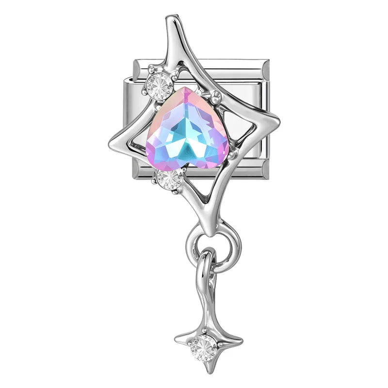 Shiny Colorful Zircon Butterfly Heart Planet Italian Charm Links Fit