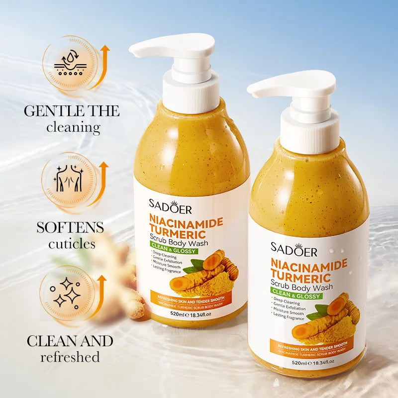 Niacinamide Turmeric Scrub Body Wash Brighten Skin Moisturizes Qme