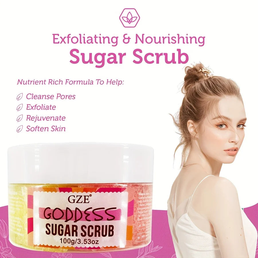 Goddess Body Sugar Scrub - Skin Care Exfoliating Scrub - Moisturizing Body Polish Scrub for Skin, Cellulite, Dead Skin Qme