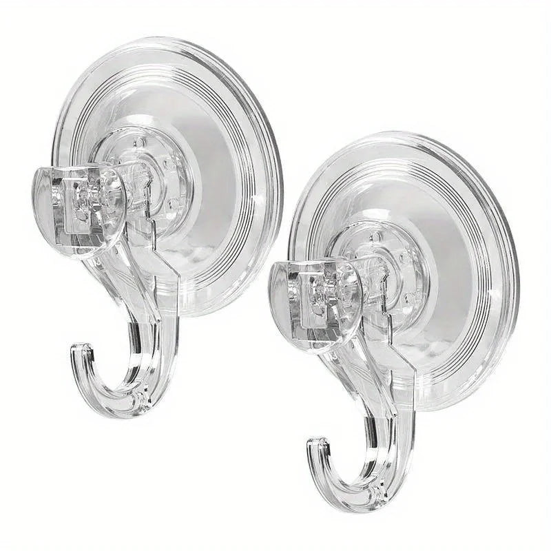 2pcs Suction Cup Hooks Clear Reusable Heavy Duty Vacuum Suction Cup Hooks Glass Kitchen Bathroom Hooks for Towel Qme 2pcs