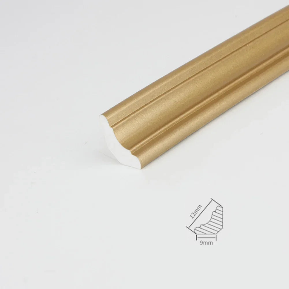 1Meter Wall Trim Line Self-Sticker Wall Skirting Decor Strip Tile Edge Waist Line 3D Wall Stickers Corner Home Wall Decor Qme Champagne Gold
