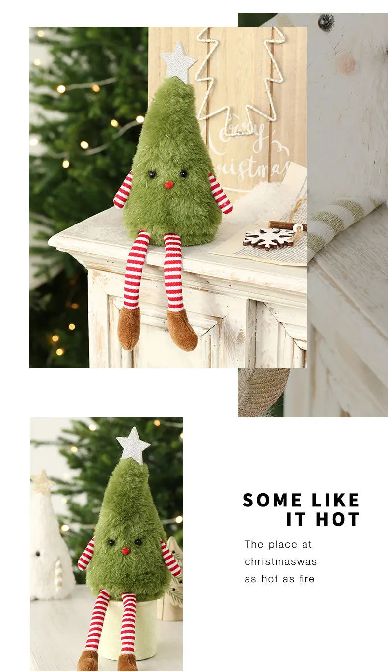 Xmas Soft Doll Ornament Lovely Plush Tree Figurine Festive Table Qme