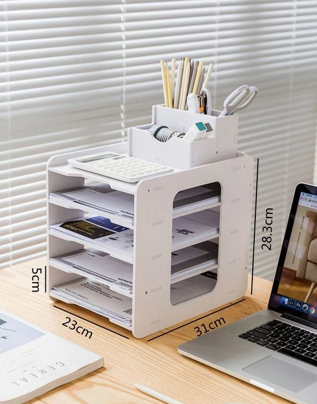 A4 Paper Desktop Storage Rack Multilayer Space-saving Desk Office Qme A