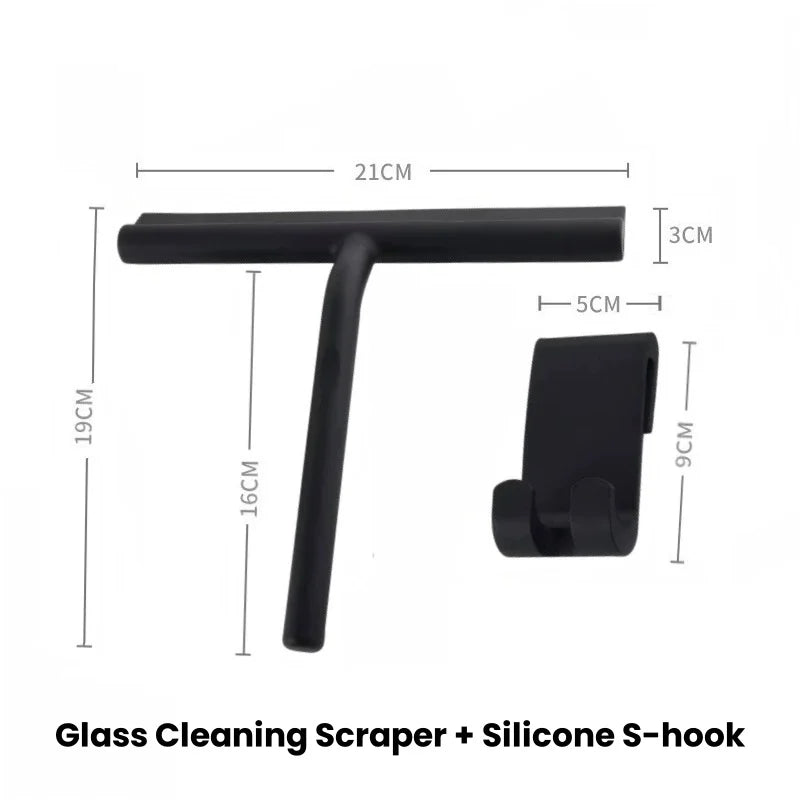 Shower Squeegee Household Window Glass Cleaning Scraper with Silicone Holder Bathroom Mirror Wiper Scraper Bathroom Accessories Qme Black