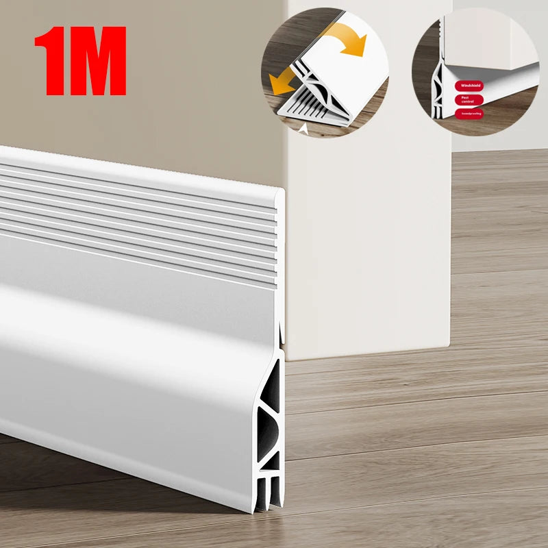 1M 50mm Height Door Bottom Gap Seal Strip Windproof Dustproof Soft TPE Self-adhesive Weather Strip Noise Reduction Sealing Strip Qme
