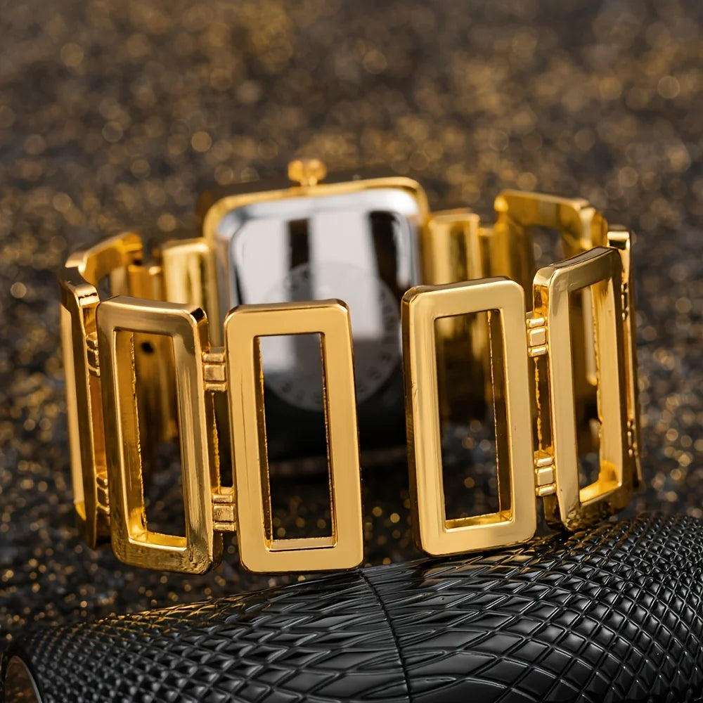 1 luxurious rectangular crystal dial women's fashionable bracelet watch, casual style, alloy strap, quartz movement,, Qme