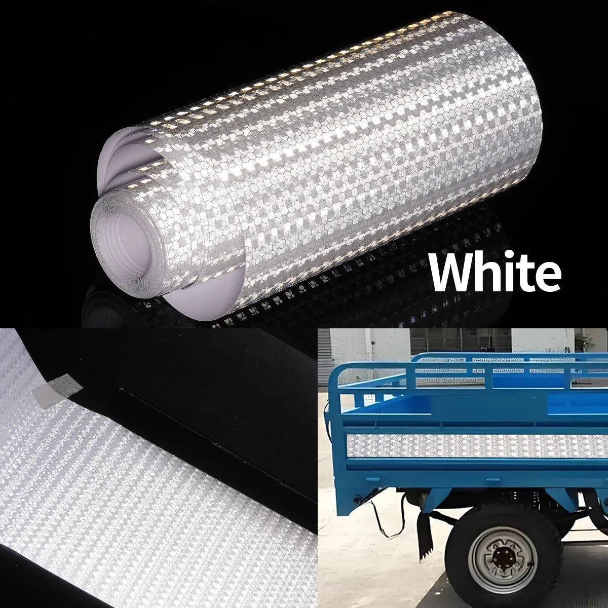 Reflective Safety Mark Tape Stickers Self Adhesive Warning Film for Car Motorcycle Auto Styling Qme White 3m 20cm