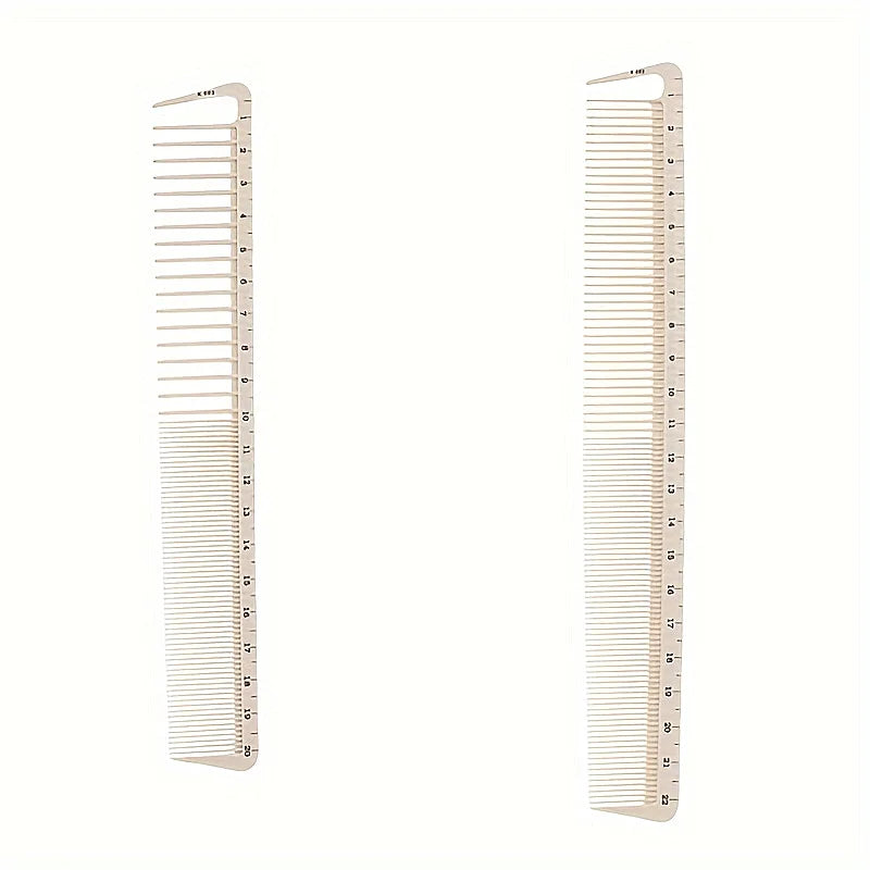 2pcs White Hair Styling Combs With Size Markings - Durable Plastic Bristles For All Hair Types, Resin Handle Qme 2PCS