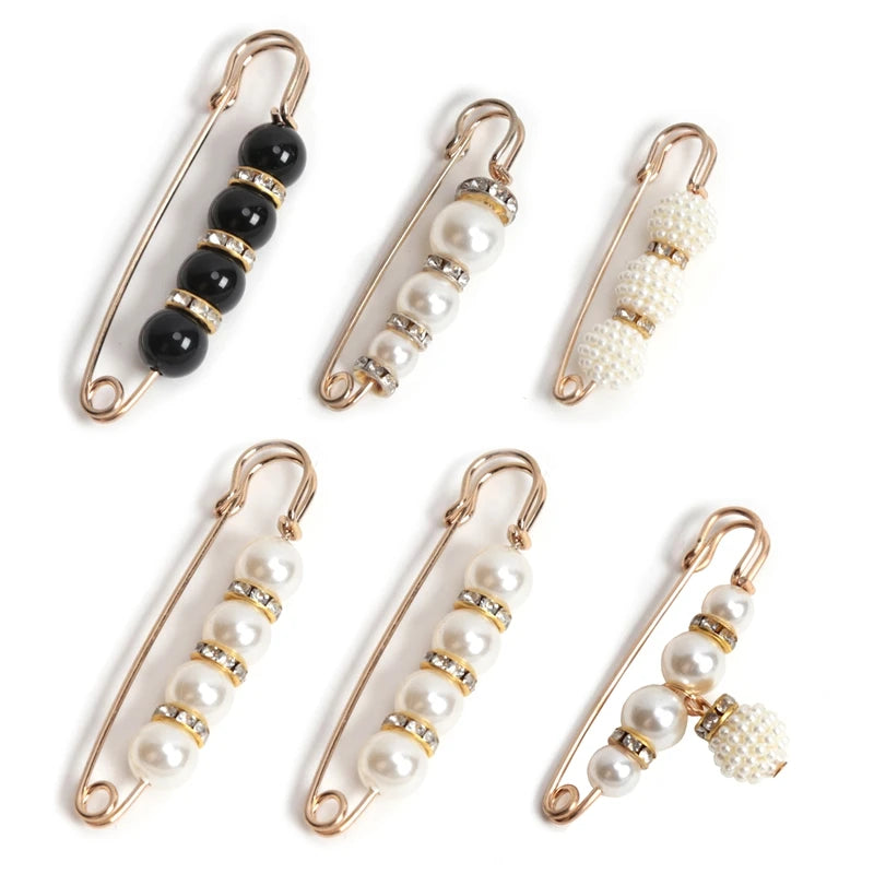 Women Fashion Pearl Brooch Waist Cinching Adjustable Skirt Anti-slip Qme A6