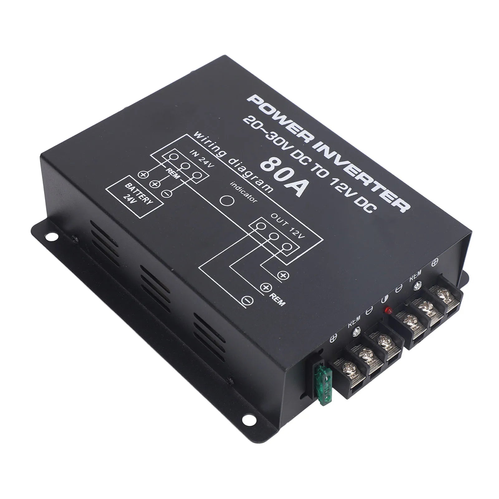 Voltage Reducer Regulator Fast Head Dissipation 24V To 12V Step Down Converter with Temperature Control for RVS SUVs Buses Qme 80A