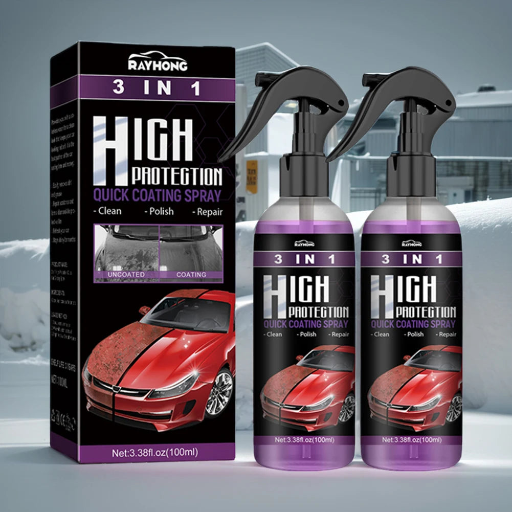 2 Set 3 In 1 Auto Nano Ceramic Coating 100ml Polishing Spraying Wax Car Scratch Repair Glass Hydrophobic Coating Car Paint Care Qme