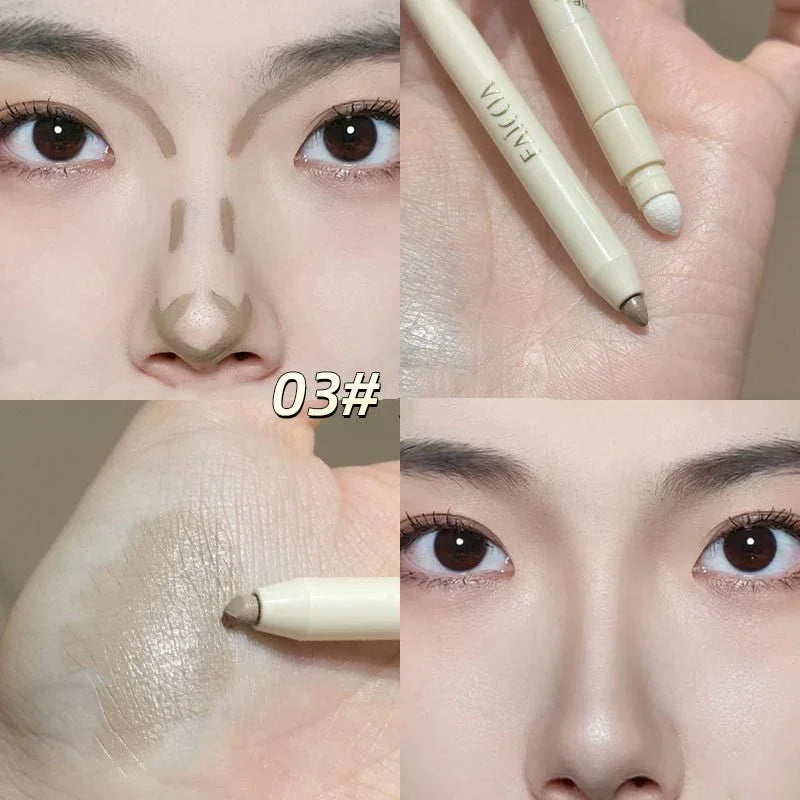 Fair Color Matte Brighten Concealer Pen Eyebag Dark Circles Concealing Stick Sponge Head Precision Concealer Pen With Sharpener Qme 03 Grey Brown