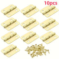 Mini hinge - Mini retro decorative hinge, suitable for handicrafts, wooden boxes, jewelry cases, cabinets and DIY accessories. Qme Yellow 10pcs