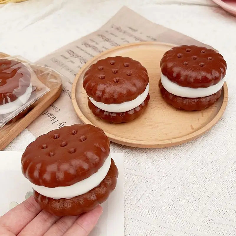Squishy Sandwich Cookies Squeeze Fidget Toy Stress Relief Tool Slow Qme