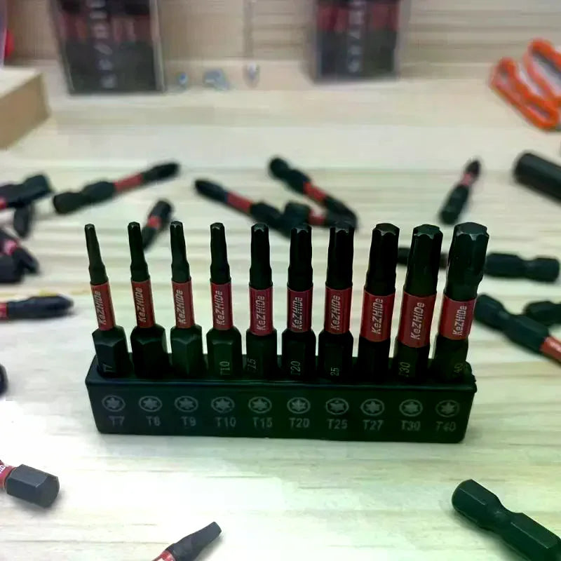 10-Piece Impact S2 Steel Star-shaped Drill Bit Strong Magnetic Qme
