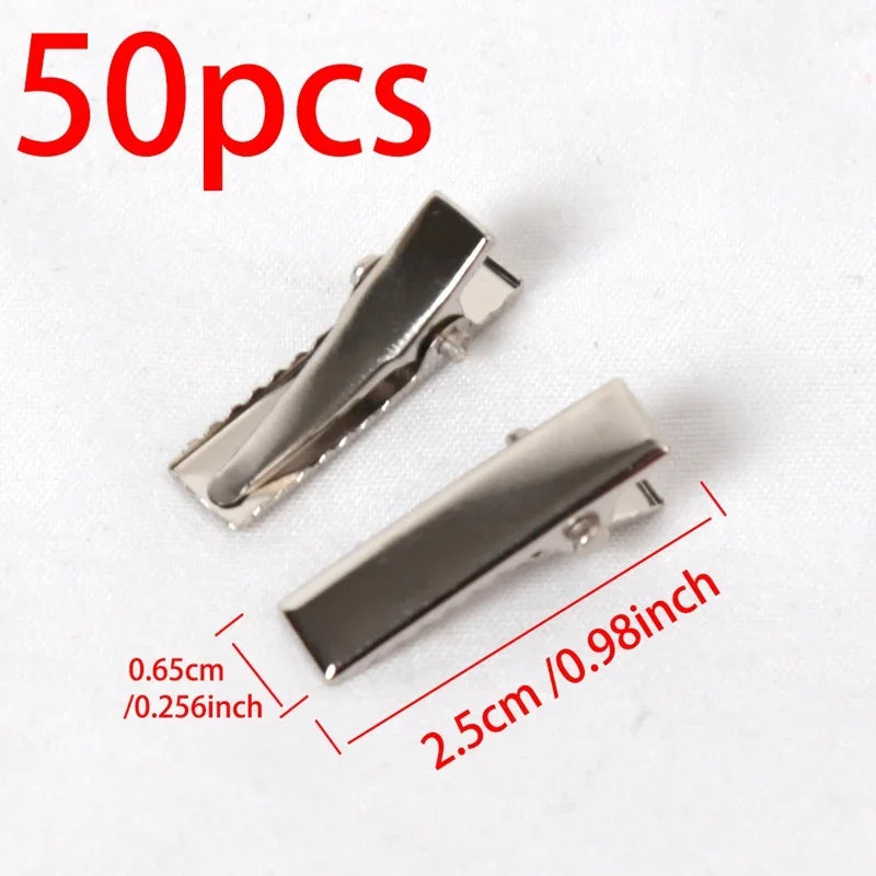 Hair Alligator Metal Clips Duckbill Blank Setting Base DIY Hairpins Qme 2.5cm 50pcs