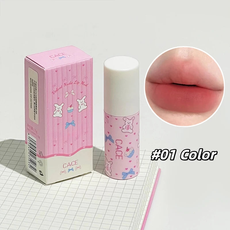 CACE Sexy Red Matte Velvet Lipgloss Waterproof Liquid Lipstick Nude Lip Mud Clay Peach Lip Tint Makeup Lip Glaze Cosmetics Qme 01