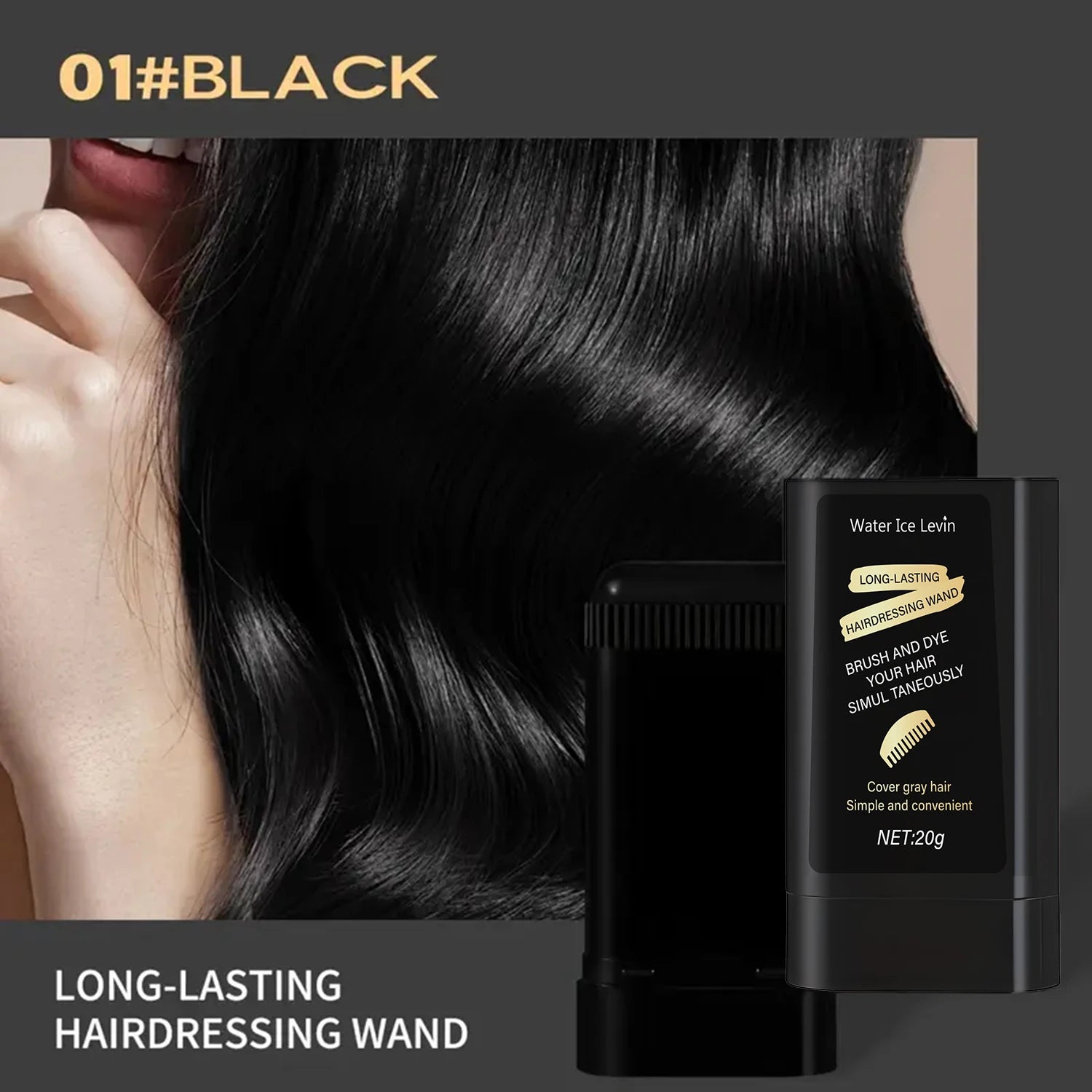 Black Hair Coloring Cream Is Easy to Clean, Long-Lasting and Fast-Acting, Suitable for Temporary Hair Dyeing, and Is a Washable Hair Dye Stick That Is Easy to Apply and Rinse Off Qme 01Black