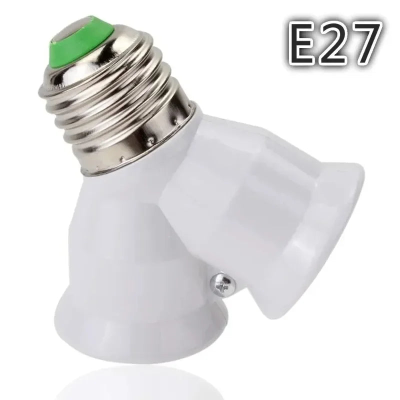 Screw E27 LED Base Light Lamp Bulb Socket E27 To 2-E27 Splitter Adapter Lamp Holder E27 Socket Bulb Holder Qme Default Title