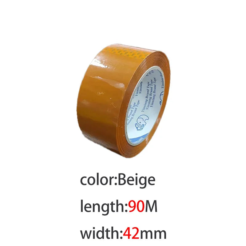 Oversized Roll Sealing Box Tape High Viscosity Toughness Special Household Packaging Tape for Strong Adhesion And Protection Qme 90mX42mm-beige