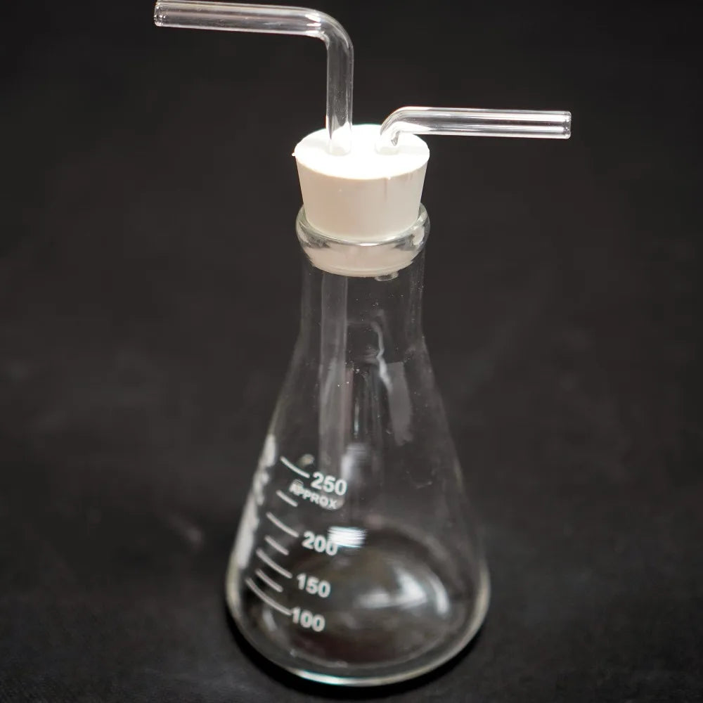 100-500mL Lab Gas Washing Bottle Triangular Conical Gas Collecting Bottle Vacuum Wash Bottle Glass Graduated Lab Buffer Bottle Qme