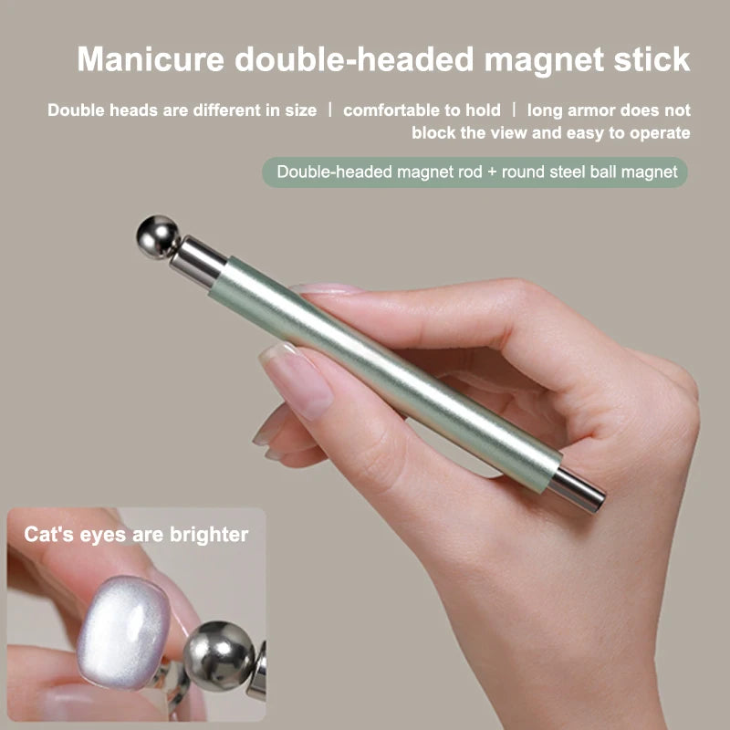 Double-end Cat's Eye Nail Magnetic Stick Glossy Steel Balls 8 Strong Qme