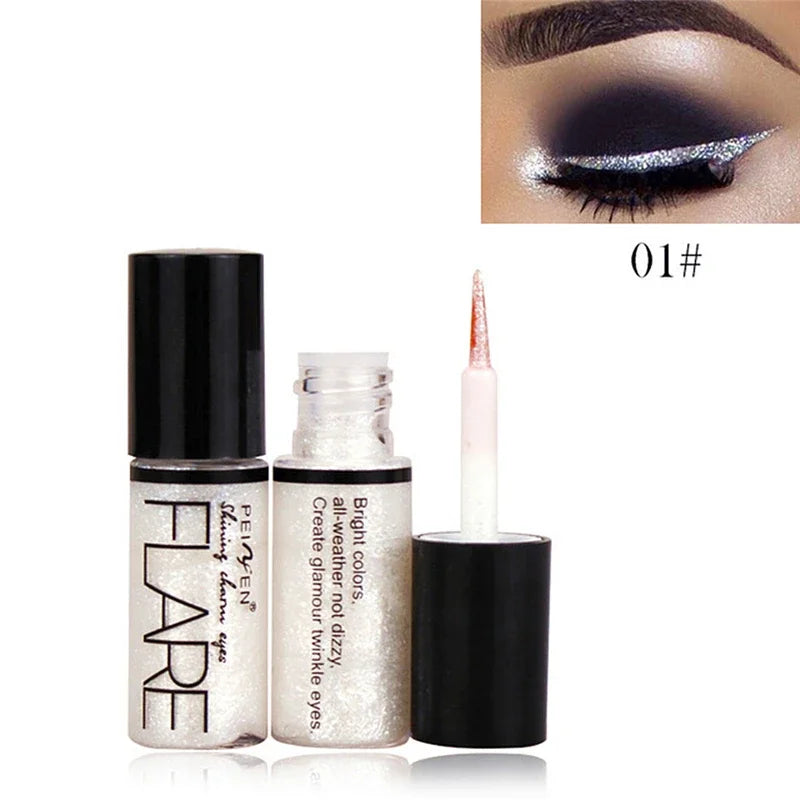 New Professional Shiny Eye Liners Cosmetics for Women Pigment Silver Rose Gold Color Liquid Glitter Eyeliner Cheap Makeup Qme 01