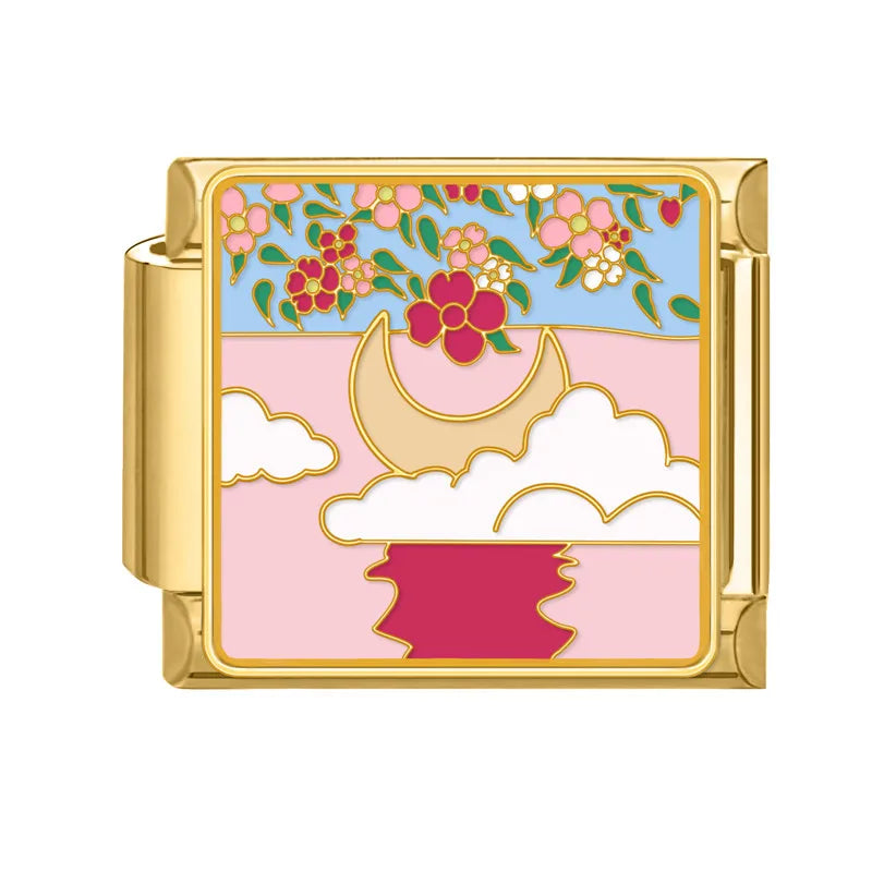 Gold Spring Summer Colorful Starfish Beach Sky Flowers Italian Charm