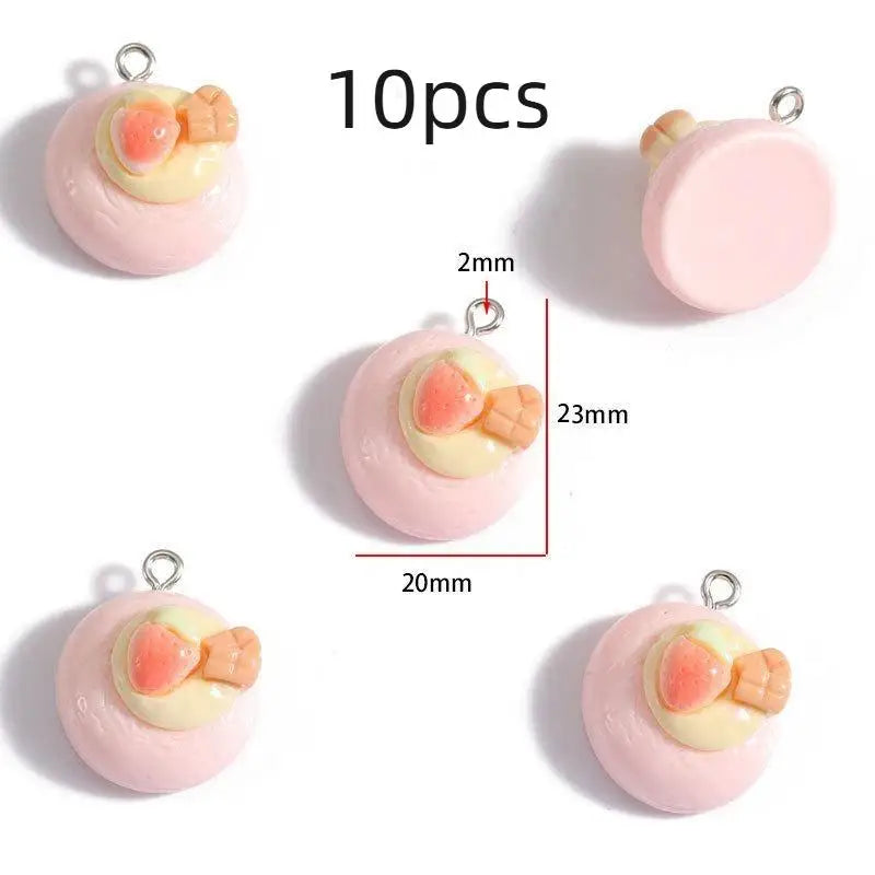 Strawberry Cake Resin Cartoon Charms 10/12Pcs Lovely Design for DIY Bag Pendant Phone Charm Jewelry Making Gift for Craft Lovers Qme 10pcs style 5