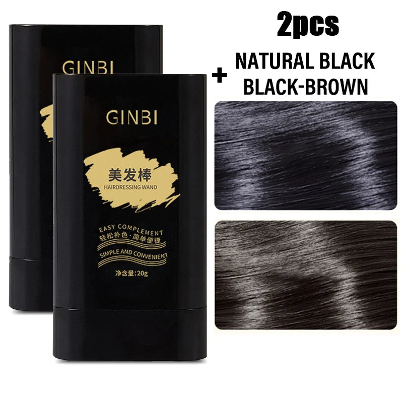 Temporary Hair Color Stick with Comb Natural Gray Coverage Black Brown Hair Root Touch Up Stick Portable Hair Color Non Greasy Qme 01 and 03