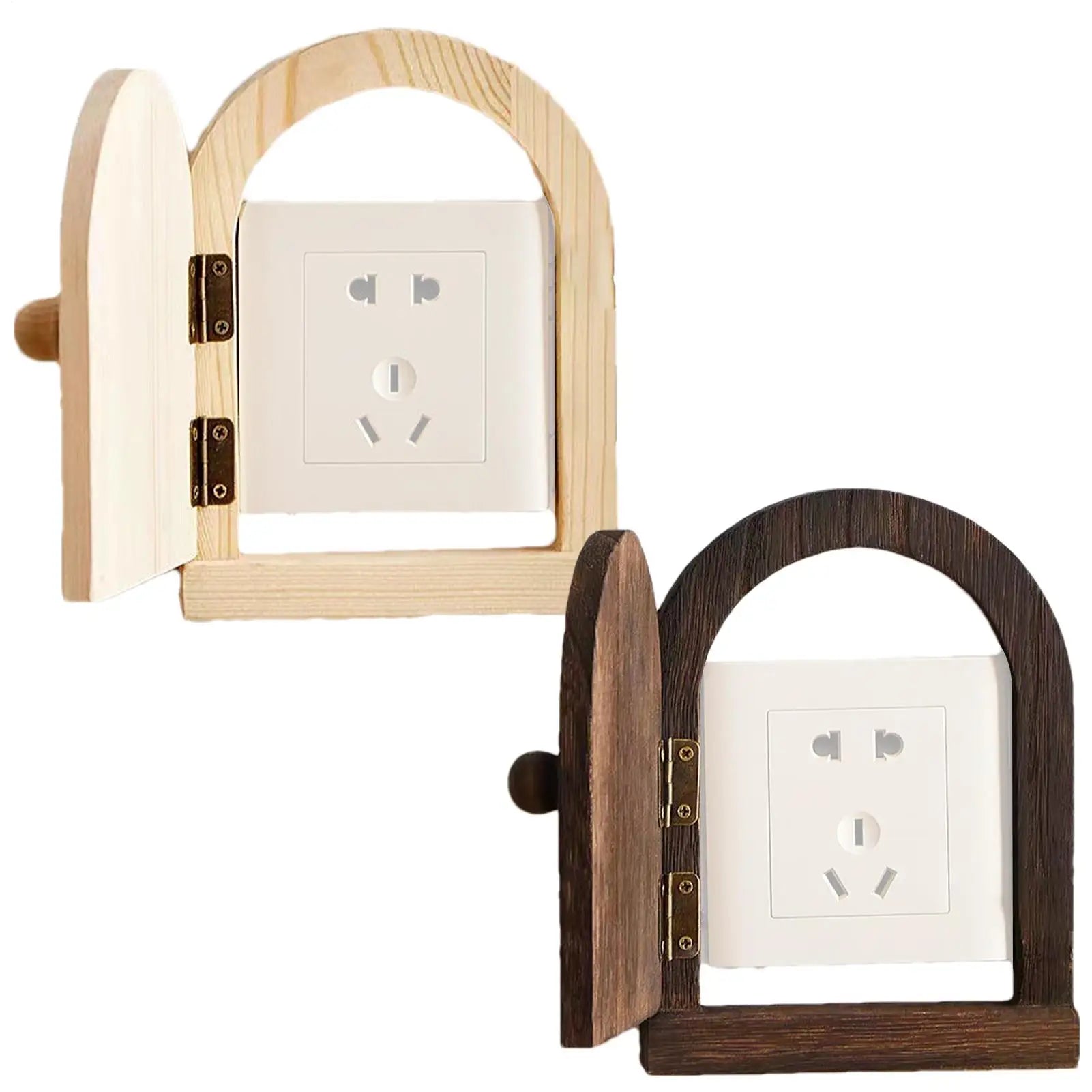 Electrical Outlet Cover Plates No Drilling Cover For Wall Panels Fairy Door Design Solid Wood Protective Cover Button Decoration Qme