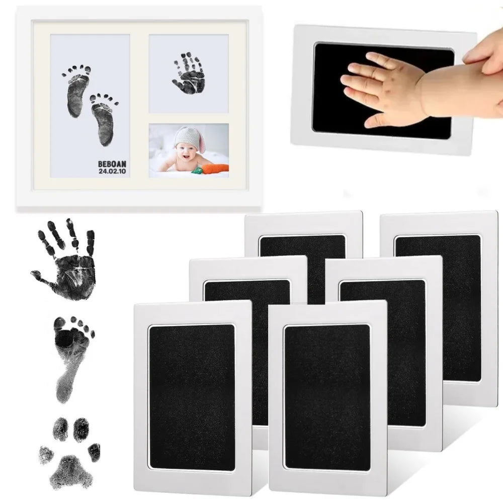 Baby Handprint and Foot Print Ink Pad Baby Photo Frame Handprint Non Stick Ink Safe Baby Footprint Souvenir Baby Accessories Qme