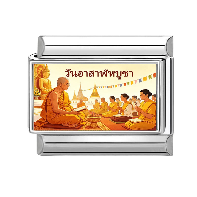 Floating Water Lanterns offer sacrifices Buddhist Lent Charms Italian Links Fit 9mm Bracelet Stainless Steel DIY Making Jewelrys Qme Style 7