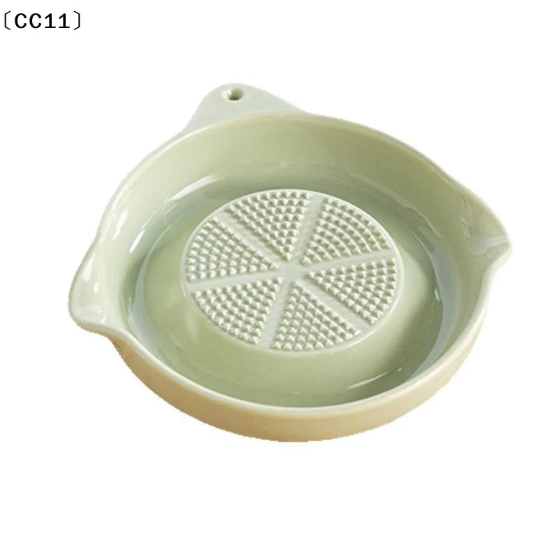 Ceramic Garlic Grater Plate Porcelain Ginger Wasabi Grinder Spout Qme