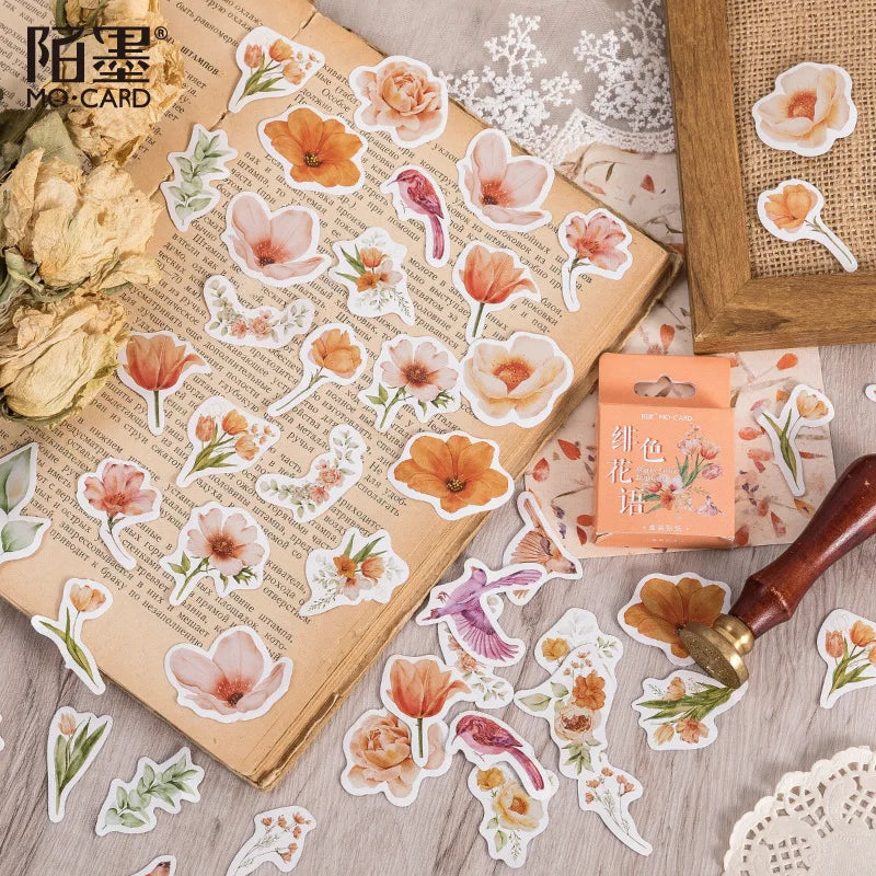 46Pcs/Box Green Forest Series Stickers Aesthetic Stickers Diary Planner Decorative Mobile Stickers Scrapbooking Craft Sticker Qme I