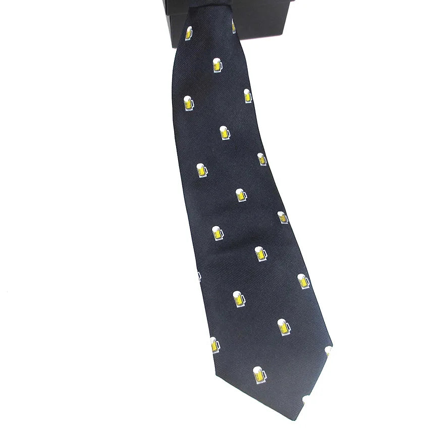 Necktie Men Beer Mug Funny Ties Formal Dress Wedding Shirt Cravat Qme