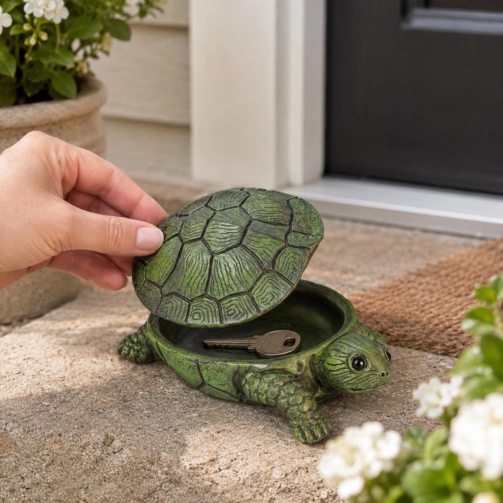 Turtle-Shaped Key Box with Lid Durable Flip-Top Multifuntion Storage Container Battery Box Decorative Jewellery Storage Box Qme