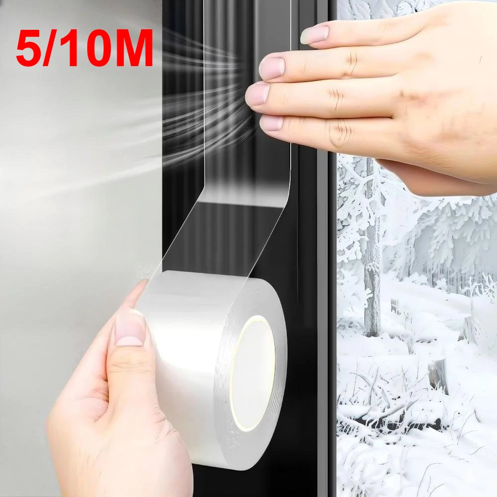 1-4PCS 5M/10M Window Seal Strip Windproof Waterproof Single Side Self Adhesive Nano Tape Cold Resistance Door Gap Caulk Tape Qme
