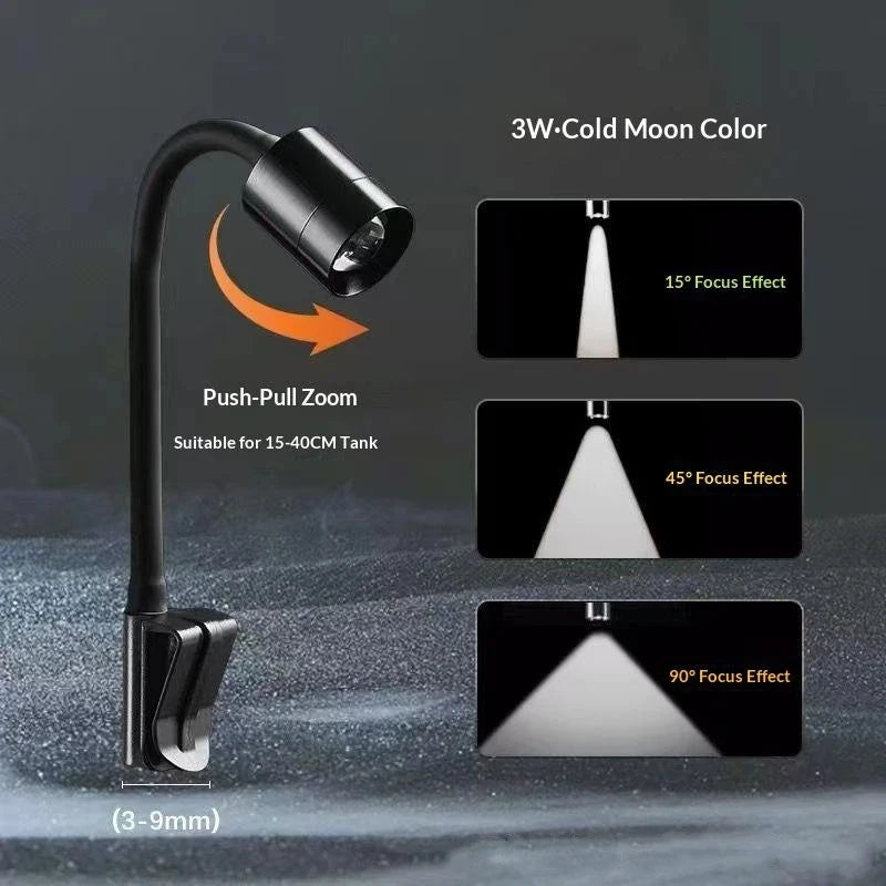 Aquascape Decor Focus Lighting Zoomable LED Fish Tank Lamp 3W South Qme A2