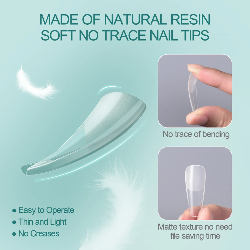 Nailpop False Nails Clear 12 Sizes Acrylic Full Cover Tips Reusable Qme