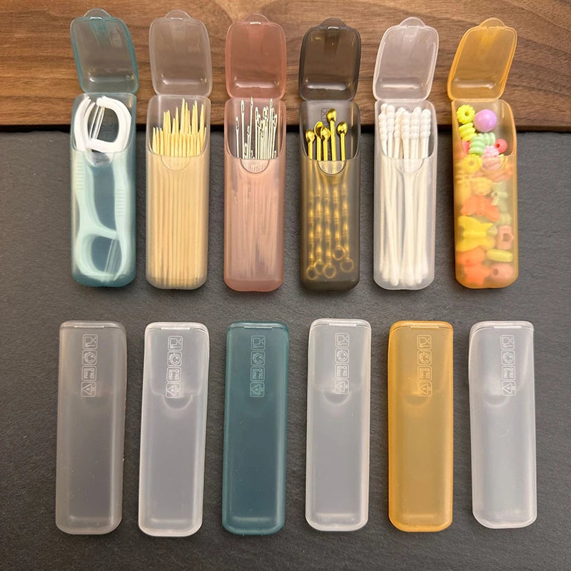 Portable Small Toothpick Case Mini Storage Boxes Holder Lid Home Qme