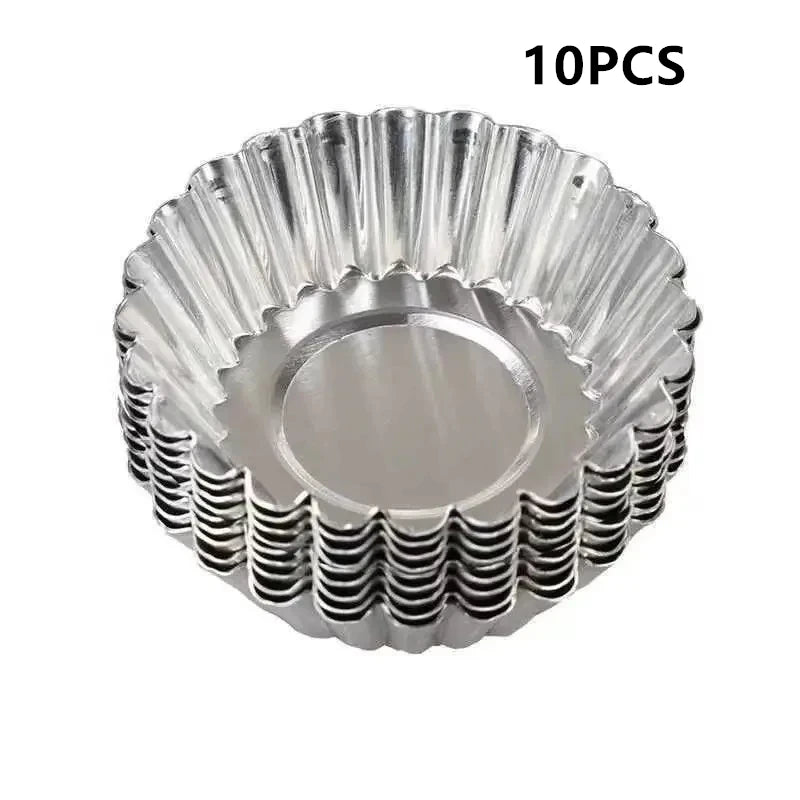 Reusable Aluminum Egg Tart Molds Cookie Pudding Jellies Mould Mooncake Mold Pastry Tools Baking Accessories Kitchen Tools Qme 10pcs