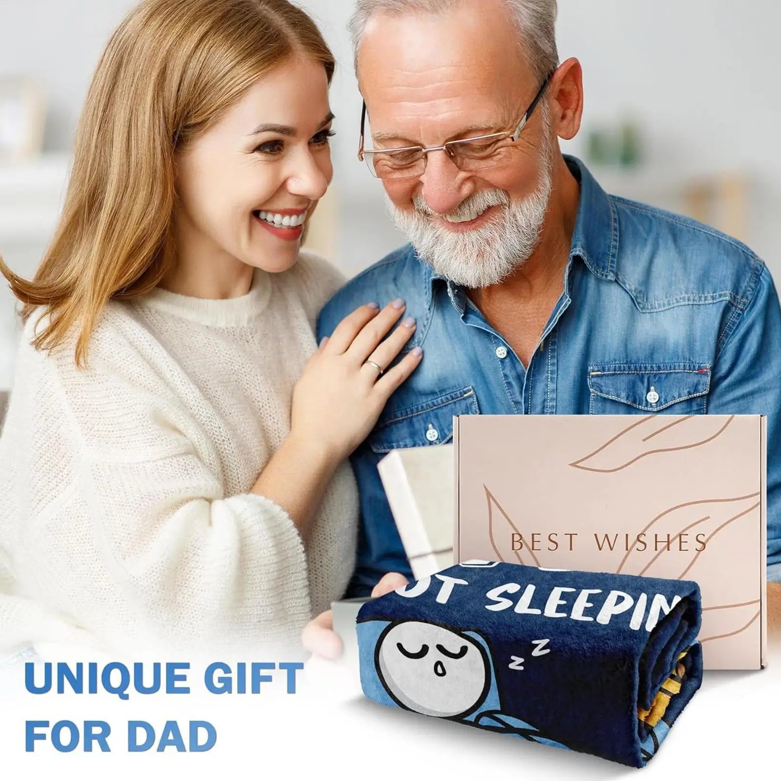 Funny Blanket Dad is Not Sleeping Sofa Throws Father's Day Blanket for Men Husbands Grandpa Birthday Holiday Thanksgiving Home Qme